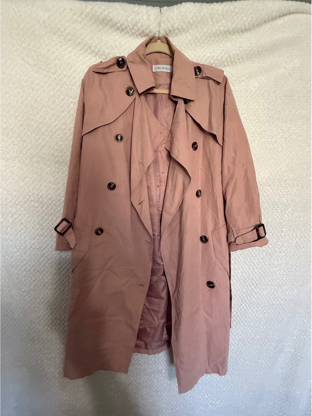 Chicwish Pink Trench Coat with Belt Size S